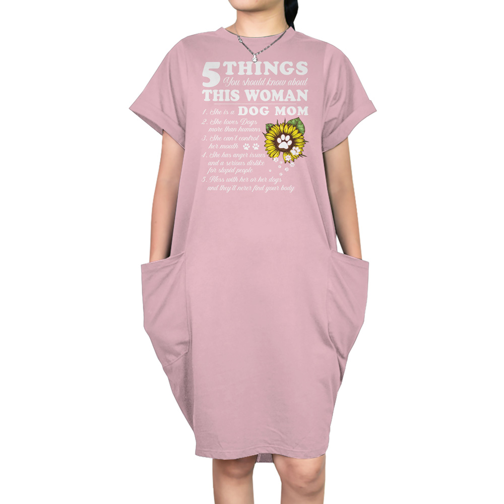Dog Mom Short Sleeve Pocket Dress