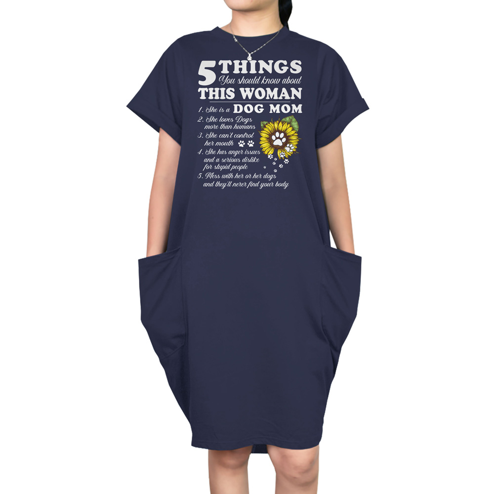 Dog Mom Short Sleeve Pocket Dress