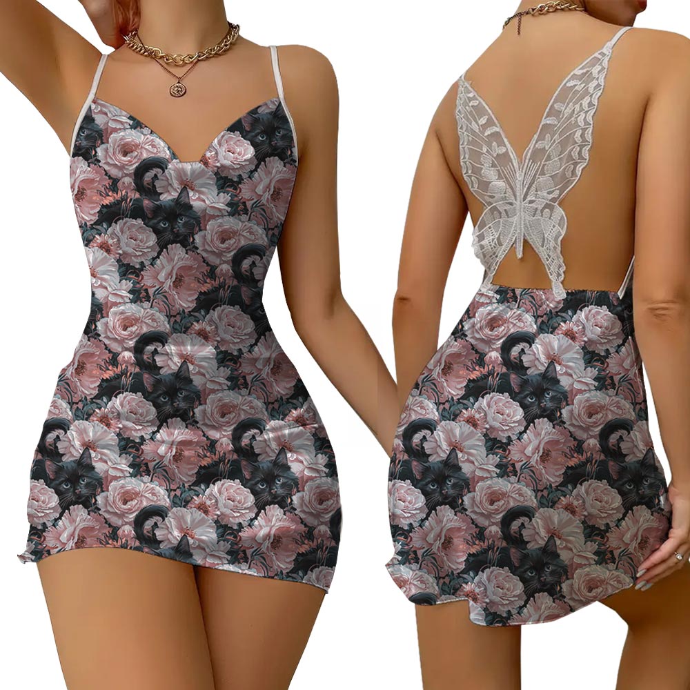 Cute Black Cat Pajamas Dress