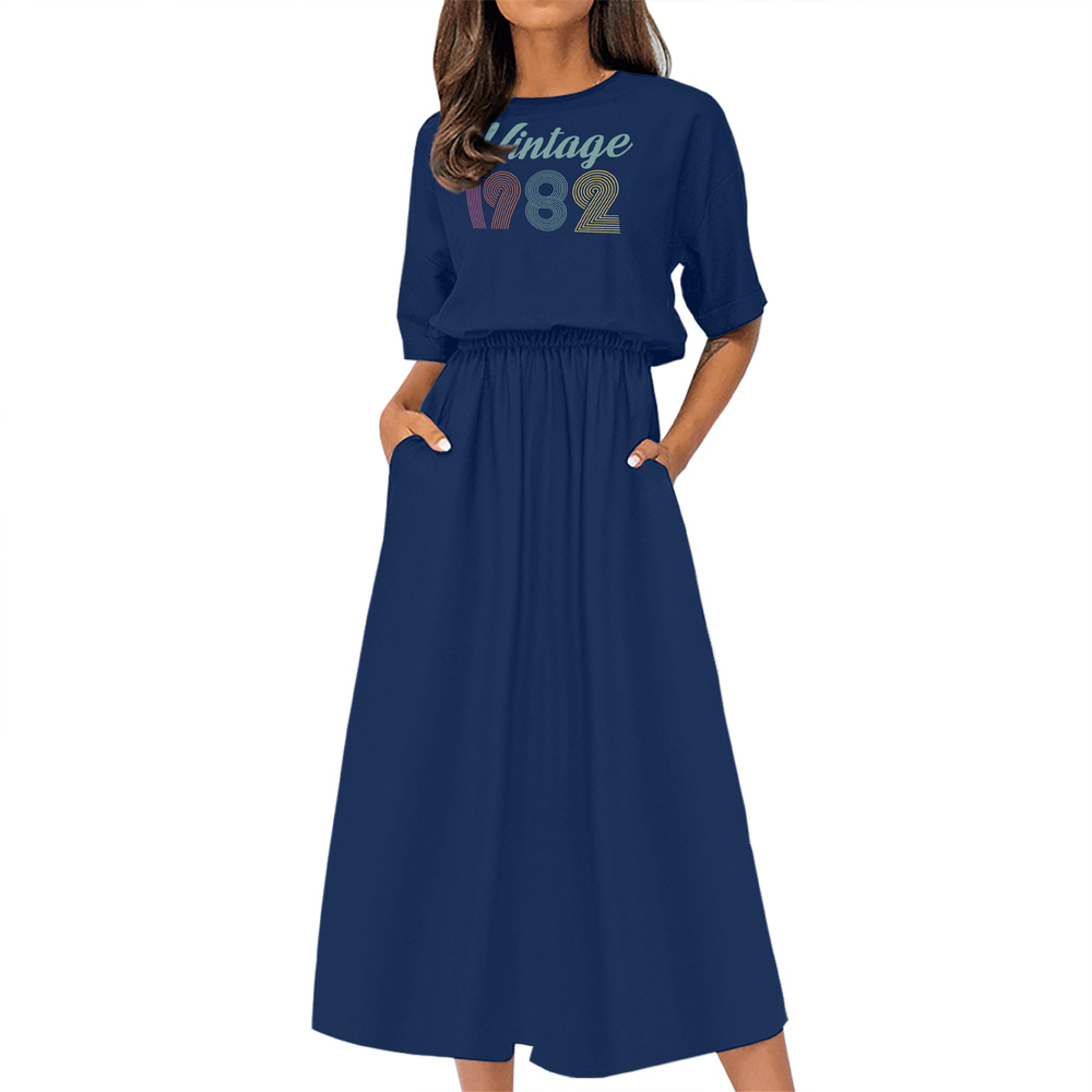 Vintage Edition 1982 Birthday Elastic Waist Dress