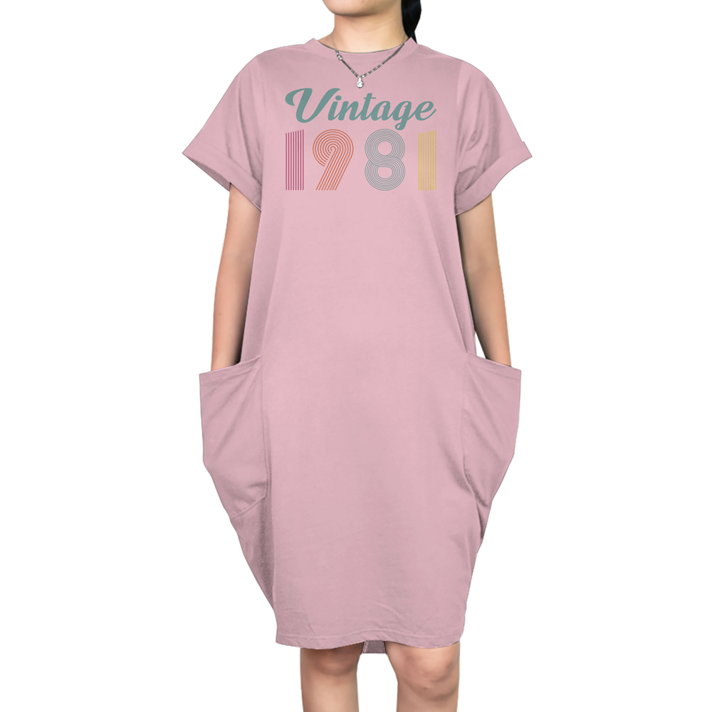 Vintage 1981 Short Sleeve Pocket On Dress