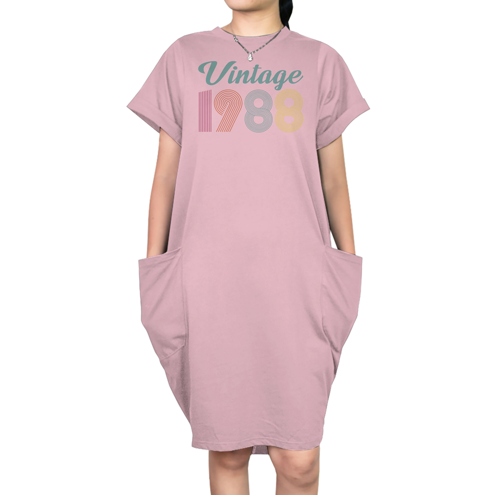 Vintage 1988 Short Sleeve Pocket On Dress
