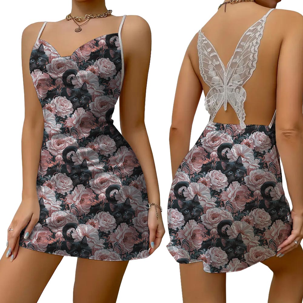 Cute Black Cat Pajamas Dress