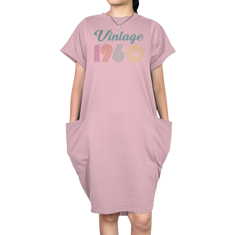 Vintage 1960 Short Sleeve Pocket On Dress