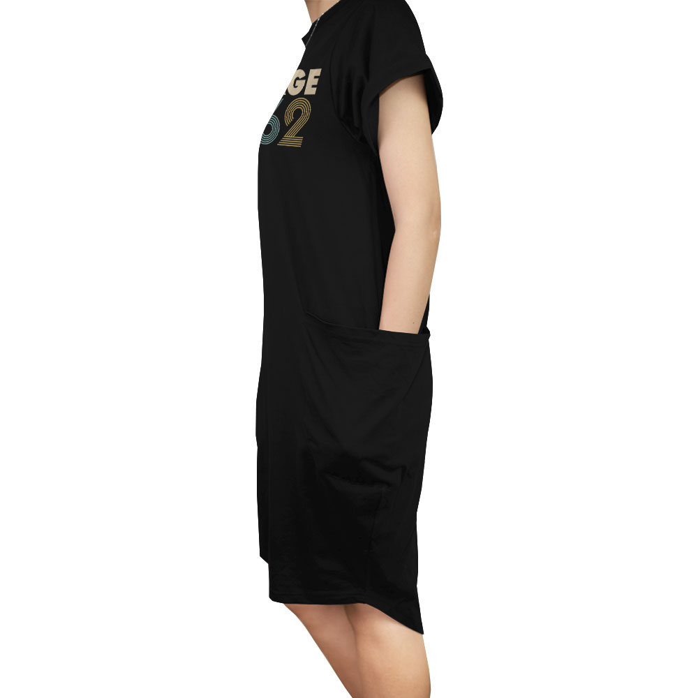 Vintage 1960 Loose Short Sleeve Pocket On Dress