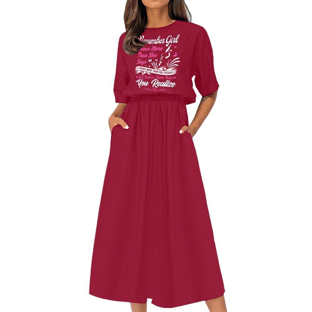 Smart November Girl Birthday Elastic Waist Dress
