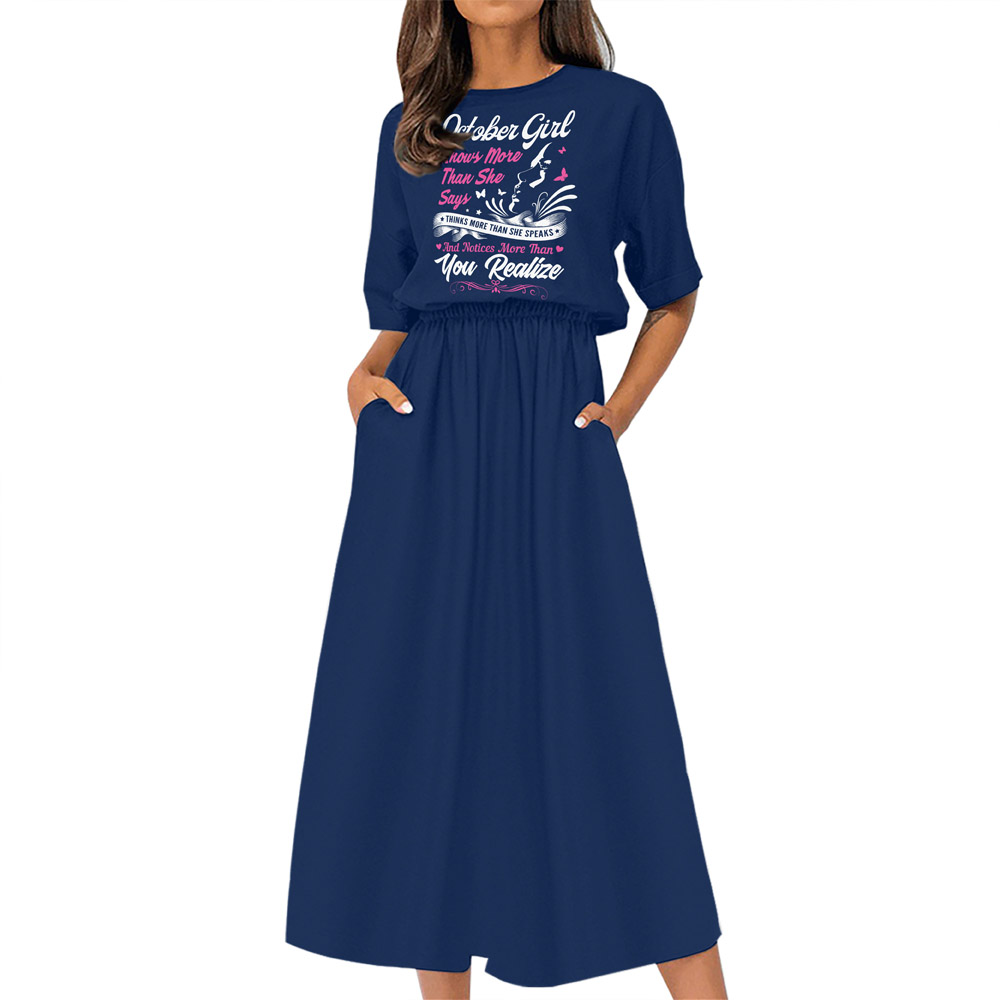 Smart October Girl Birthday Elastic Waist Dress