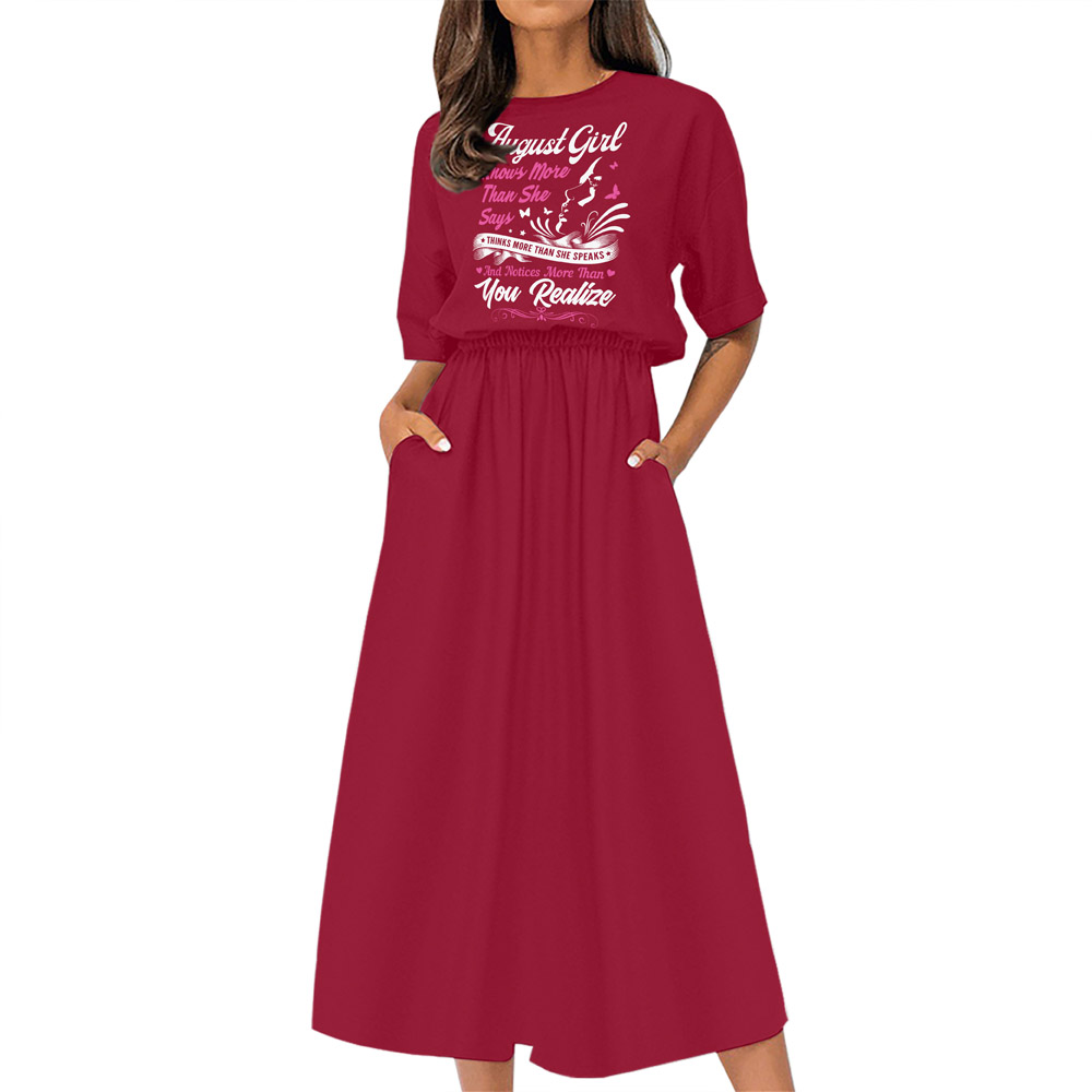 Smart August Girl Birthday Elastic Waist Dress
