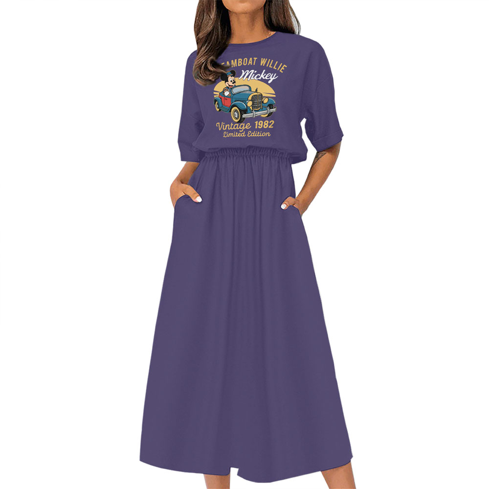 Limited Edition Steamboat 1982 Birthday Elastic Waist Dress