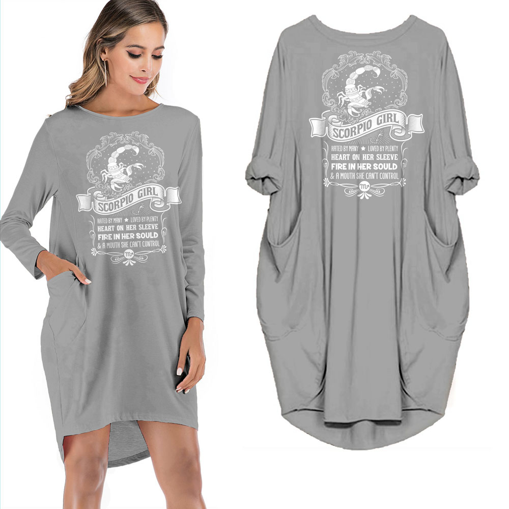 Heart On Her Sleeve Scorpio Girl Loose Pocket On Dress