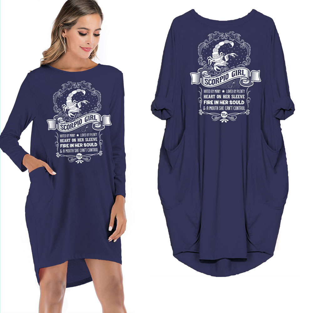 Heart On Her Sleeve Scorpio Girl Loose Pocket On Dress