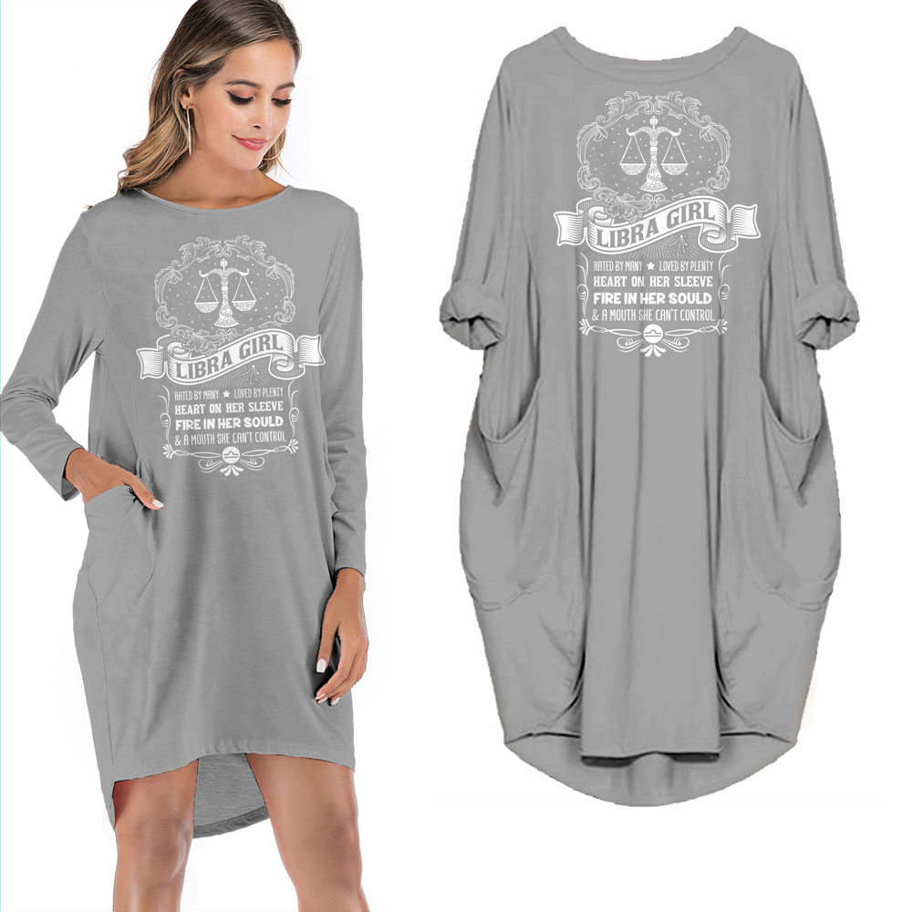 Heart On Her Sleeve Libra Girl Loose Pocket On Dress