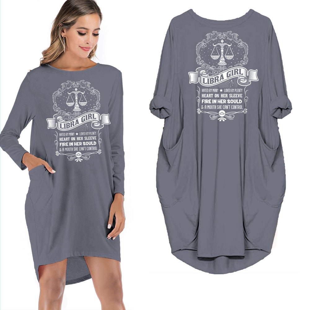 Heart On Her Sleeve Libra Girl Loose Pocket On Dress