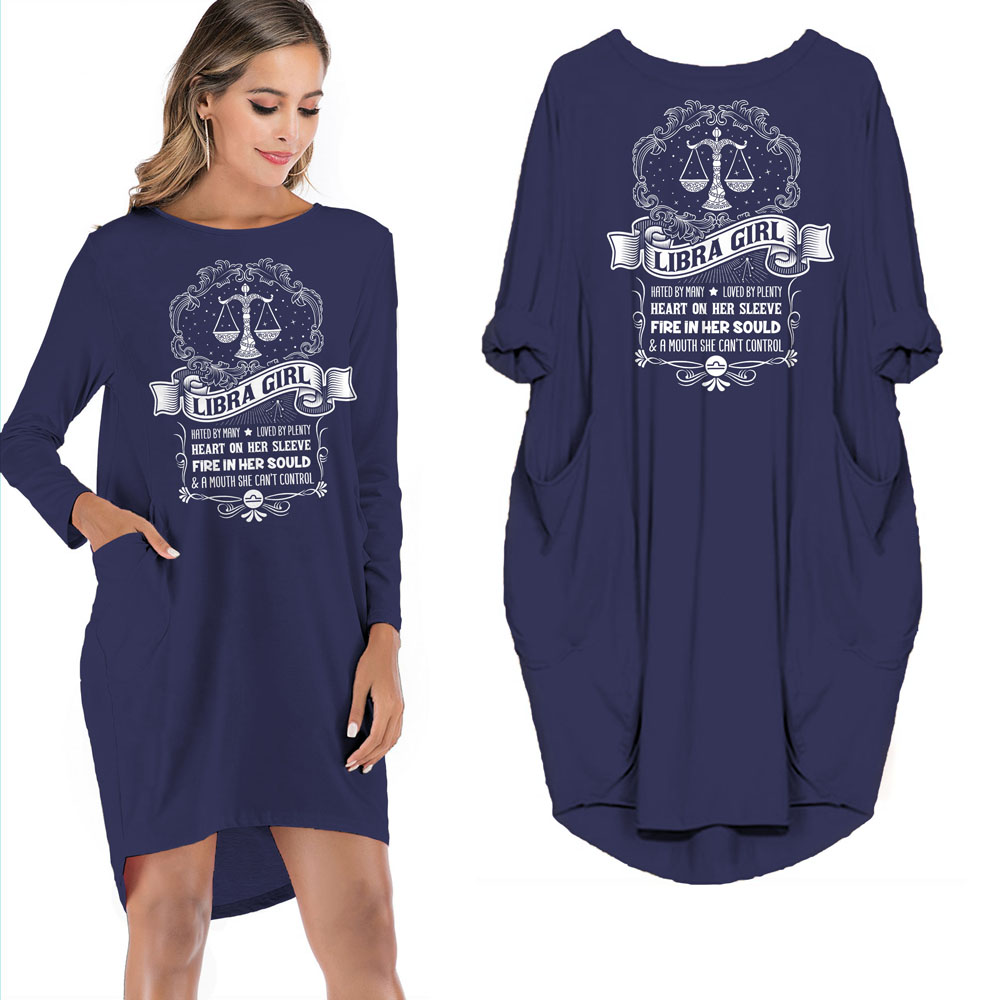 Heart On Her Sleeve Libra Girl Loose Pocket On Dress