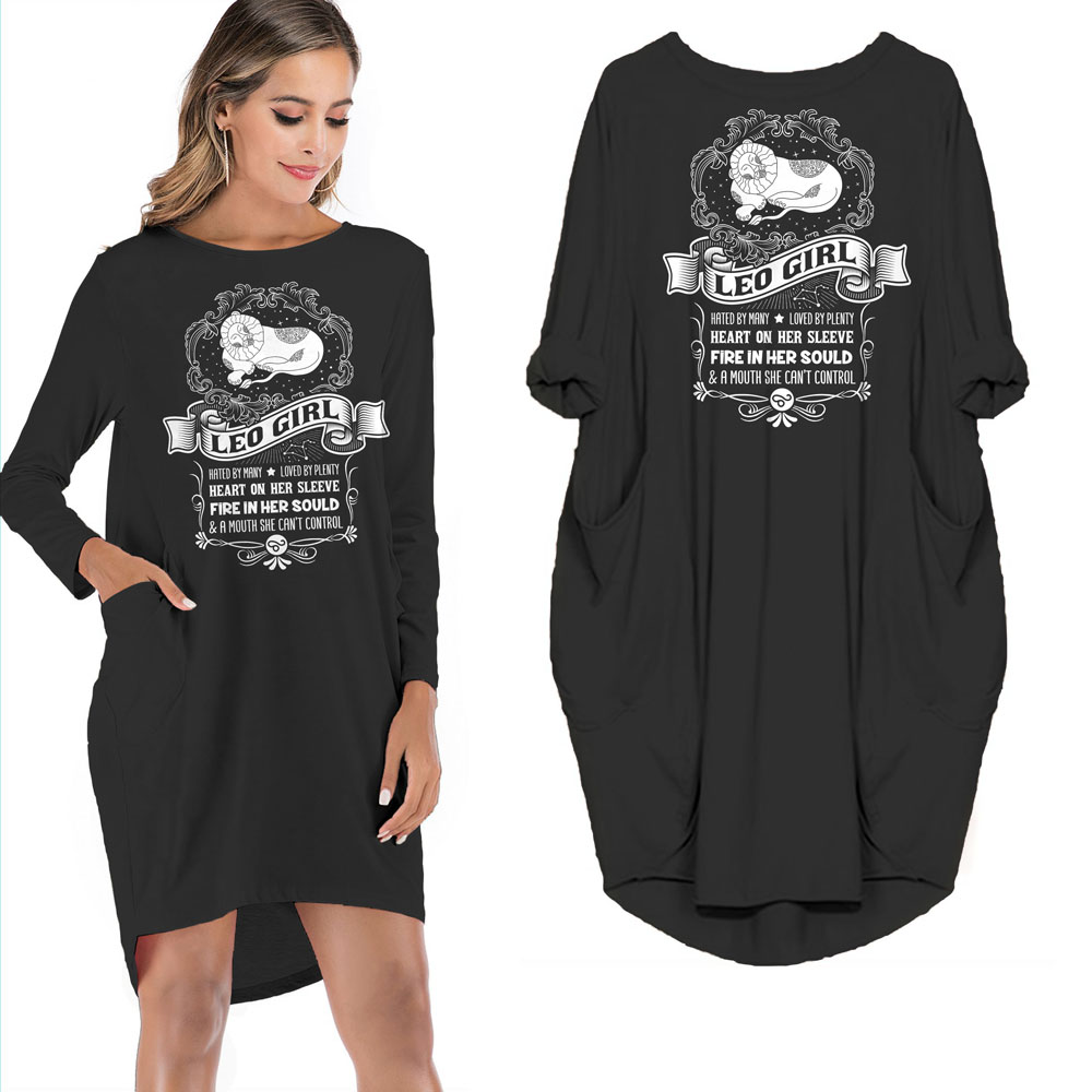 Heart On Her Sleeve Leo Girl Loose Pocket On Dress