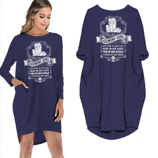Heart On Her Sleeve Gemini Girl Loose Pocket On Dress – alternate