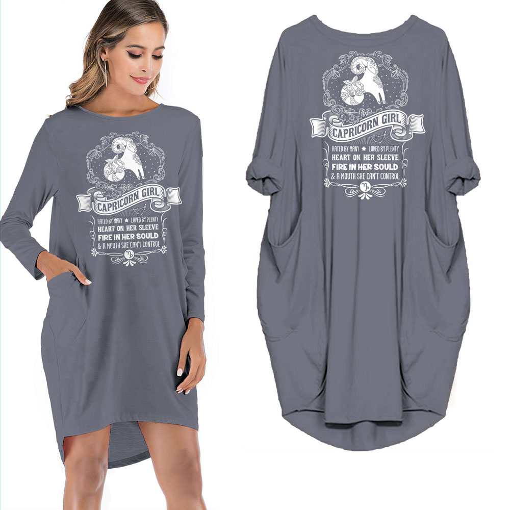 Heart On Her Sleeve Capricorn Girl Loose Pocket On Dress