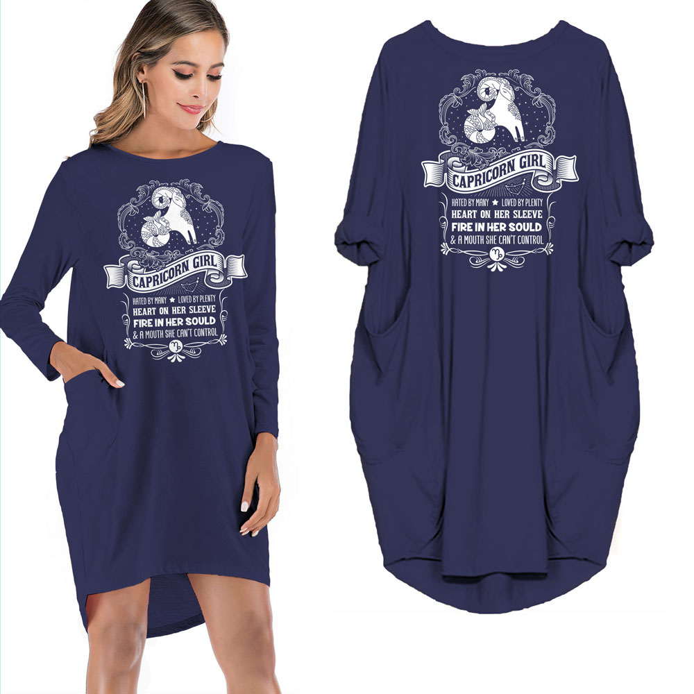 Heart On Her Sleeve Capricorn Girl Loose Pocket On Dress