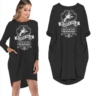 Heart On Her Sleeve Cancer Girl Loose Pocket On Dress