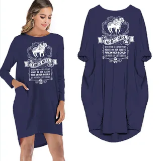 Heart On Her Sleeve Aries Girl Loose Pocket On Dress – alternate