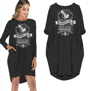 Heart On Her Sleeve Aquarius Girl Loose Pocket On Dress