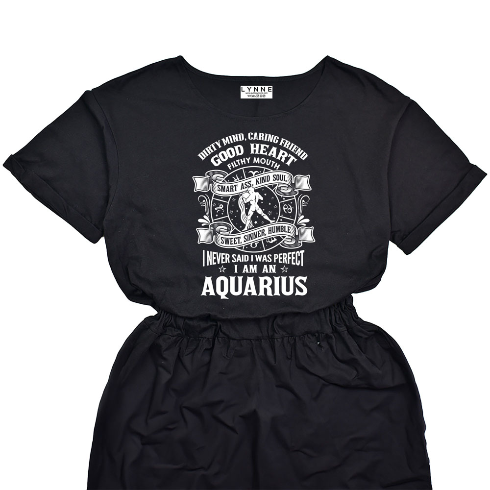 Smart Aquarius Girl Birthday Elastic Waist Dress