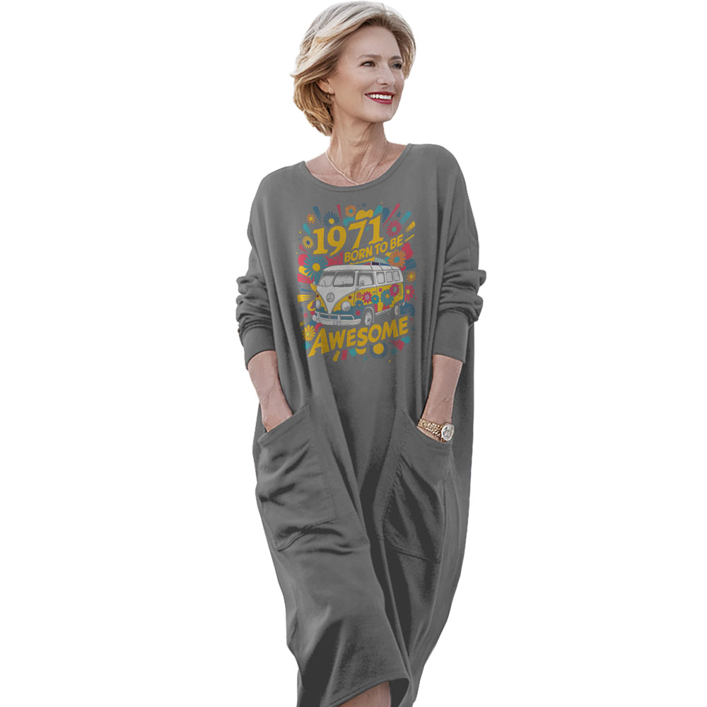Awesome Hippie 1971 Loose Pocket On Dress