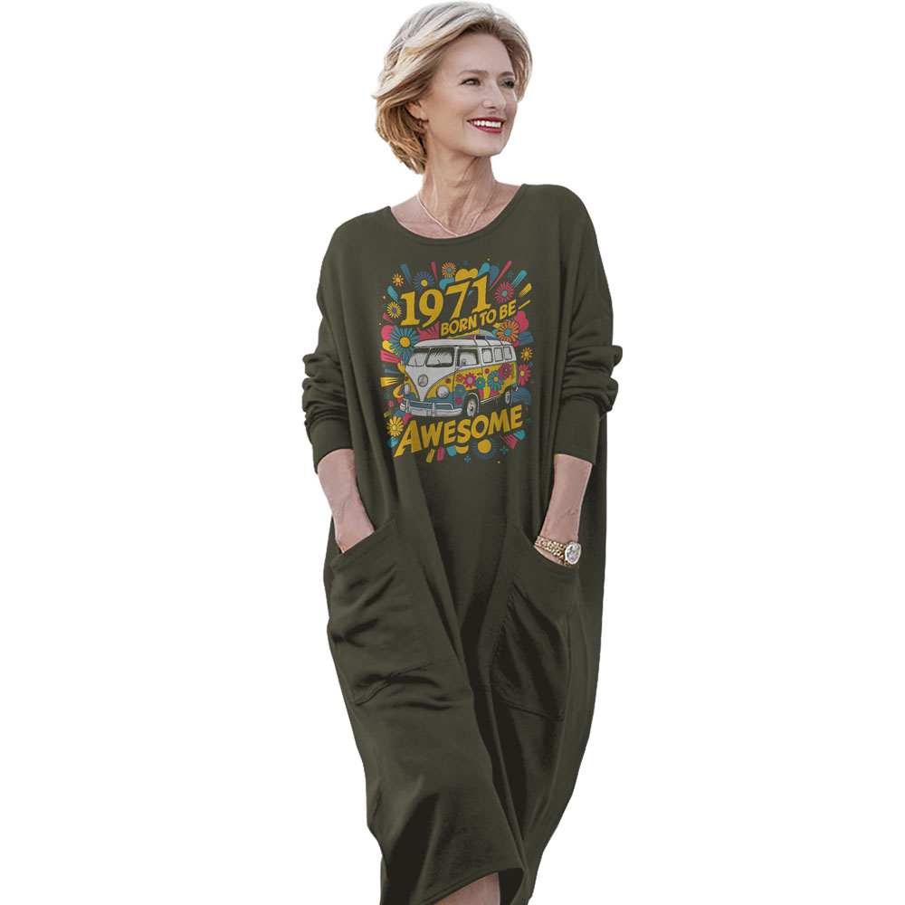 Awesome Hippie 1971 Loose Pocket On Dress