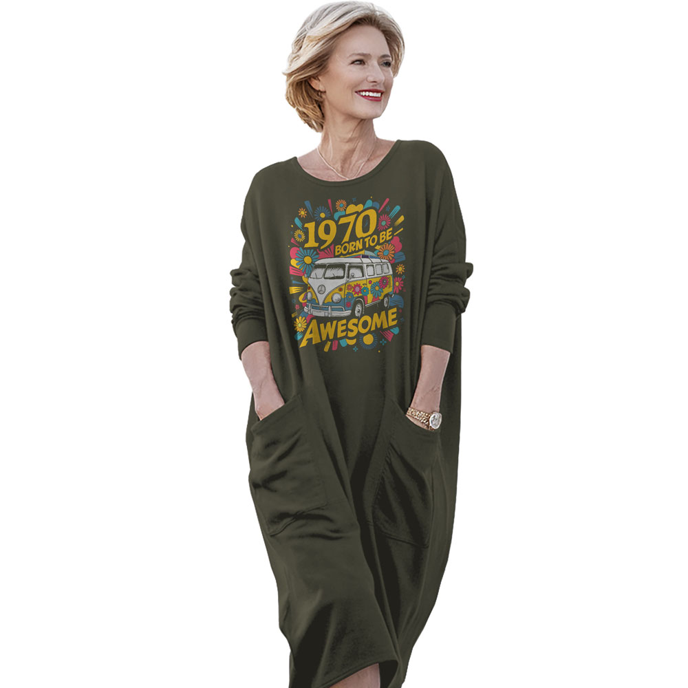 Awesome Hippie 1970 Loose Pocket On Dress