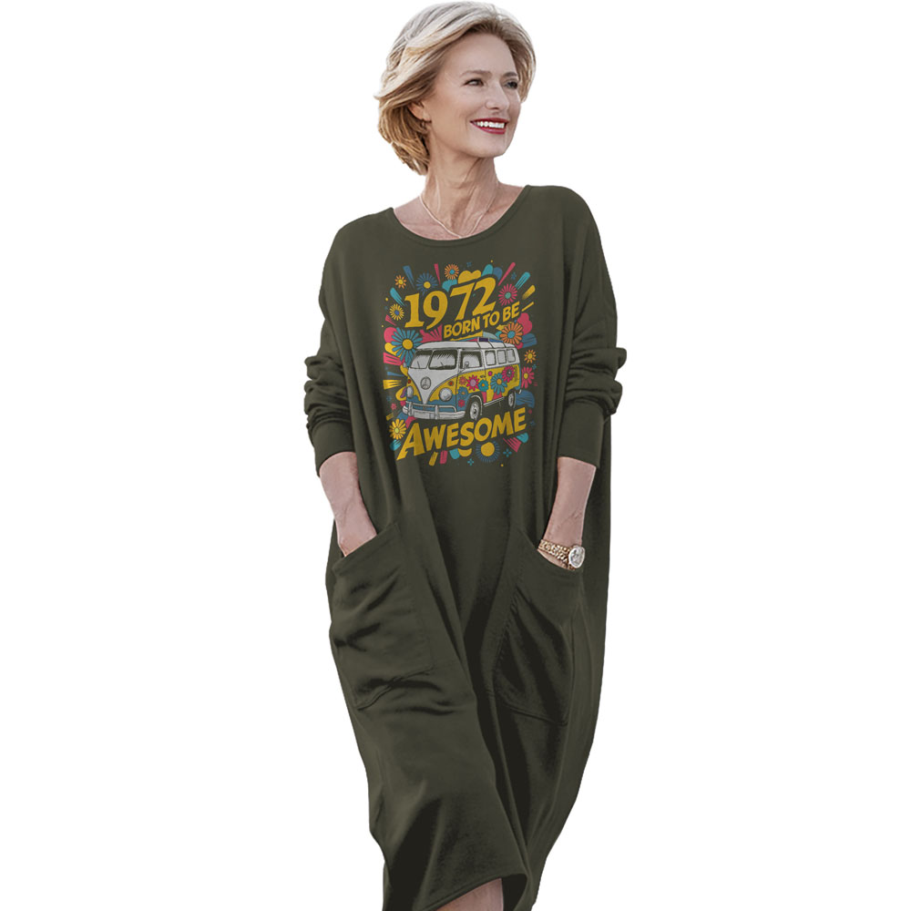 Awesome Hippie 1972 Loose Pocket On Dress