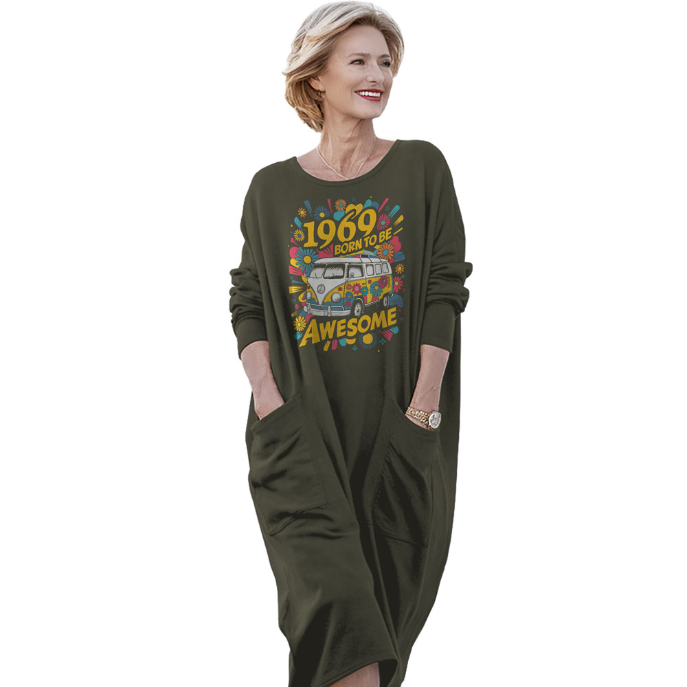 Awesome Hippie 1969 Loose Pocket On Dress