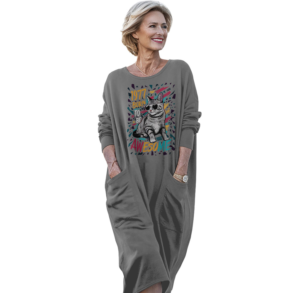 Cool Cat 1977 Birthday Pocket Dress