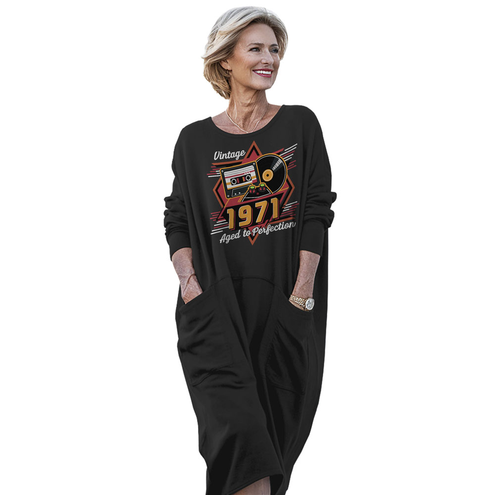 Vintage Aged Perfection 1971 Birthday Pocket Dress