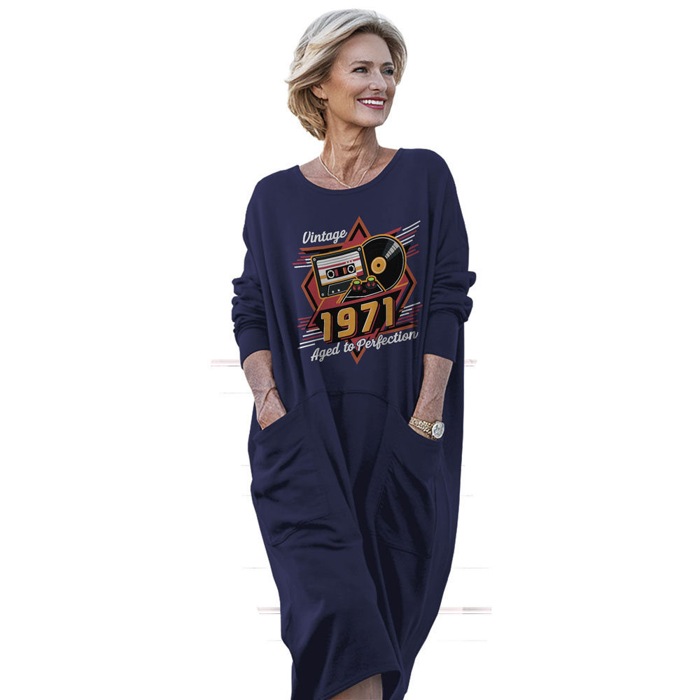 Vintage Aged Perfection 1971 Birthday Pocket Dress