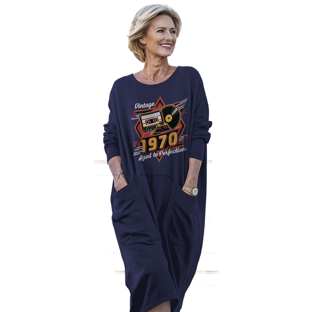 Vintage Aged Perfection 1970 Birthday Pocket Dress