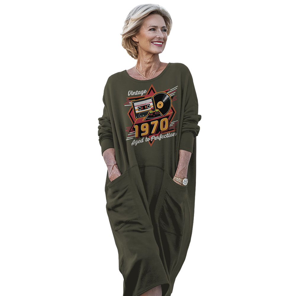 Vintage Aged Perfection 1970 Birthday Pocket Dress
