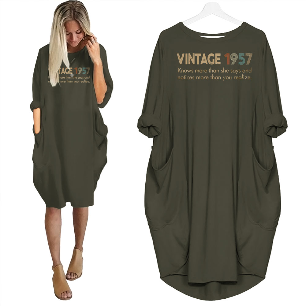 She Knows Vintage 1957 Birthday Pocket Dress