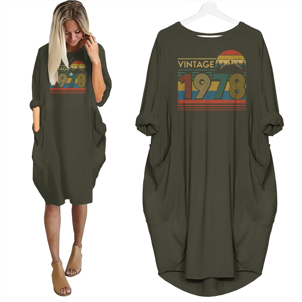 Vintage Forest 1978 Birthday Pocket Dress