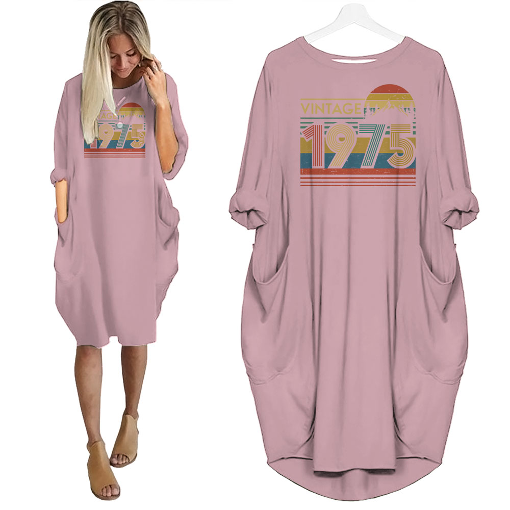 Vintage Forest 1975 Birthday Pocket Dress