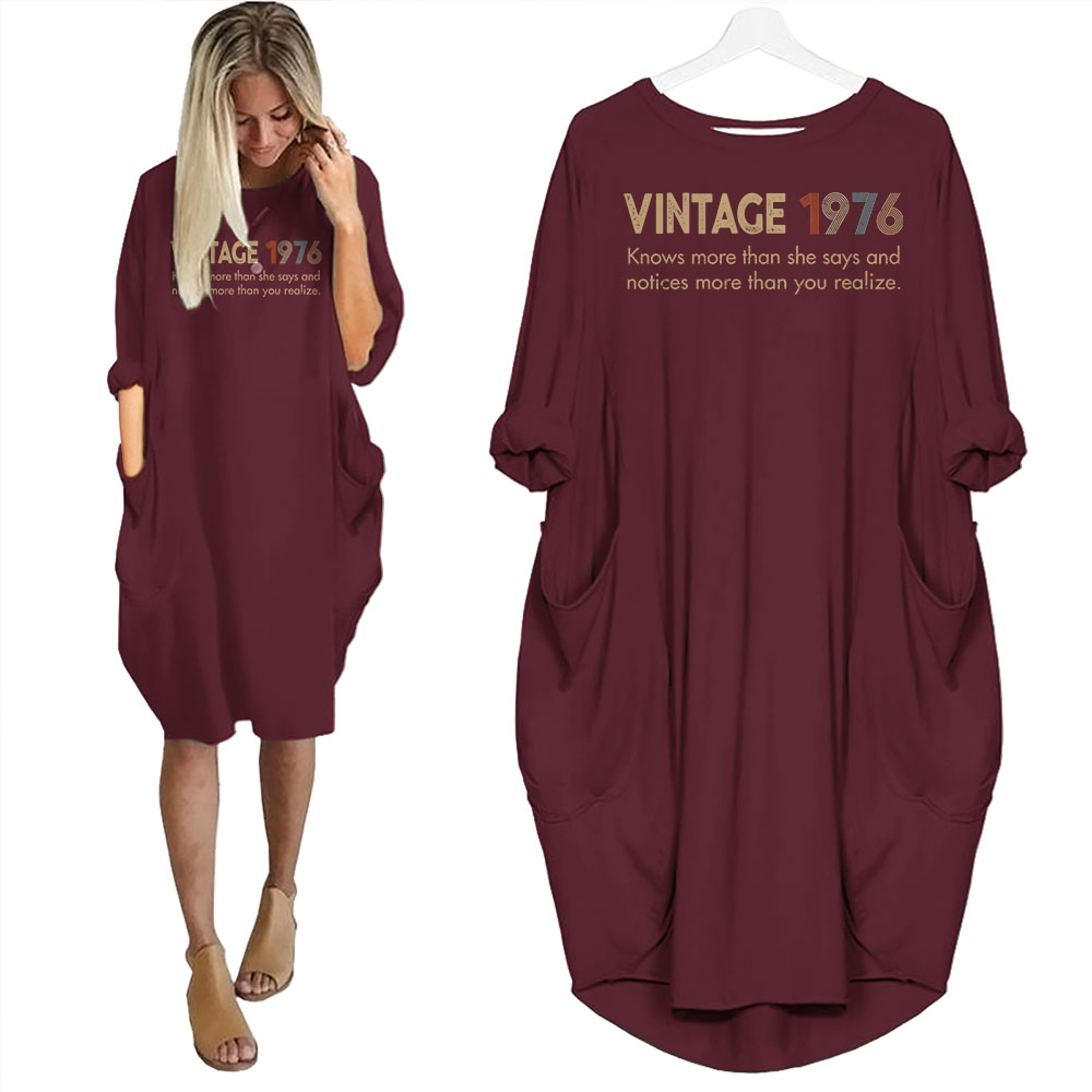 She Knows Vintage 1976 Birthday Pocket Dress