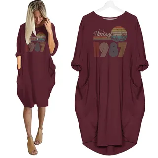 Flying Birds Vintage 1987 Birthday Pocket Dress – alternate