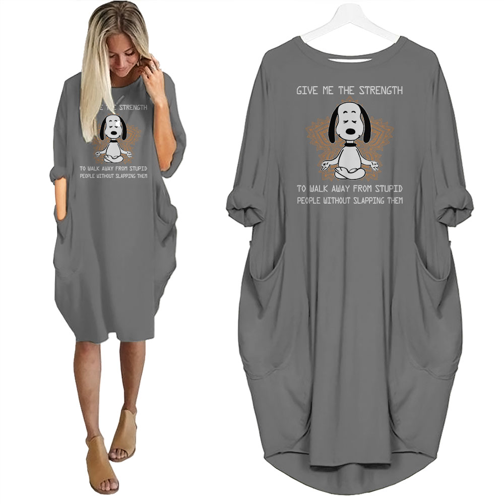Snoopy Print Pocket Dress Funny Saying For Dog Lovers
