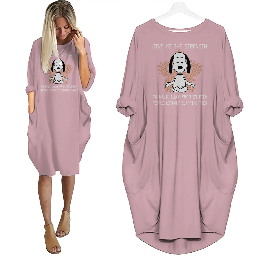 Snoopy Print Pocket Dress Funny Saying For Dog Lovers
