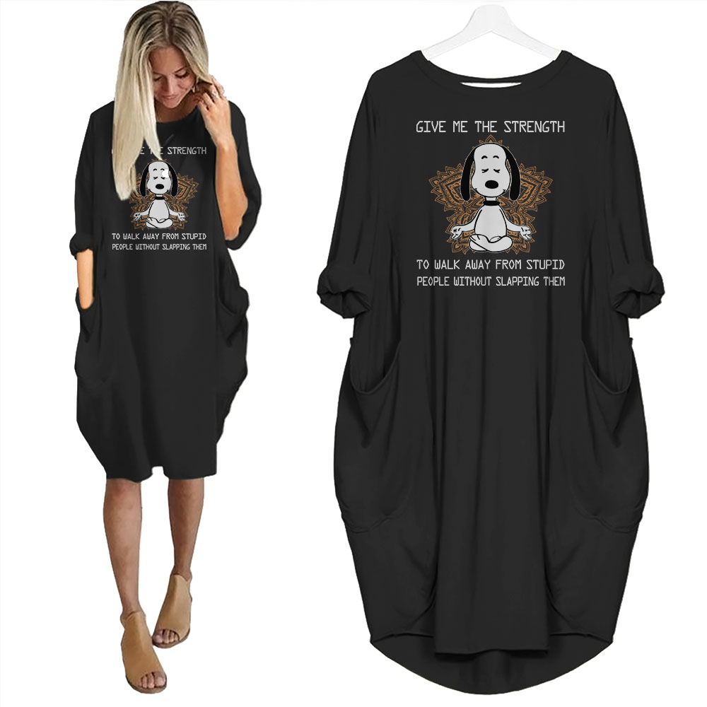 Snoopy Print Pocket Dress Funny Saying For Dog Lovers