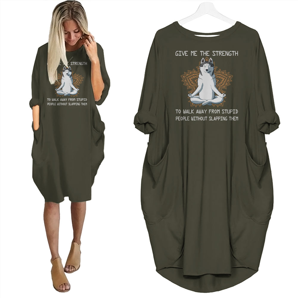 Siberian Husky Print Pocket Dress Funny Saying For Dog Lovers