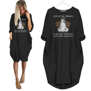 Siberian Husky Print Pocket Dress Funny Saying For Dog Lovers – alternate