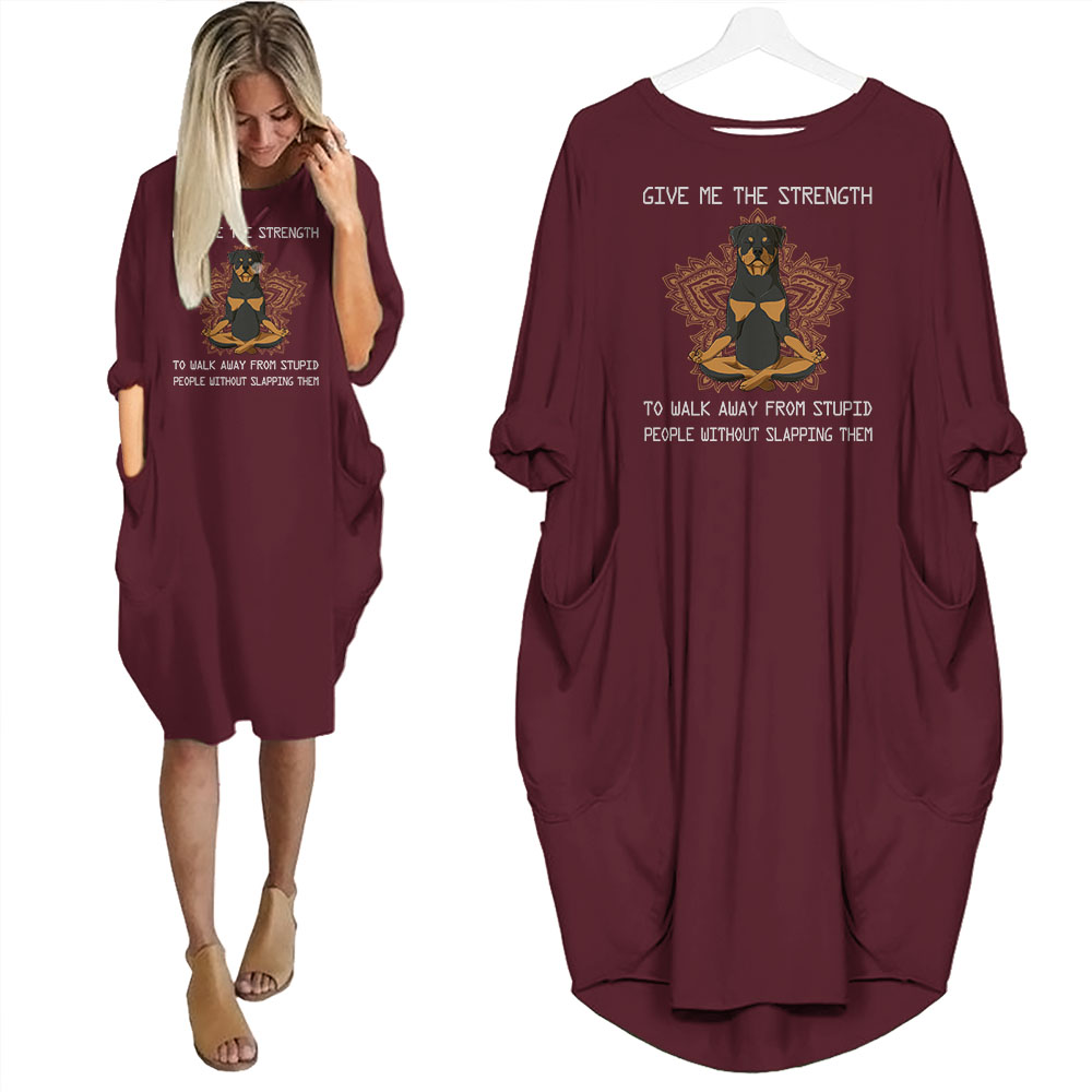 Rottweiler Print Pocket Dress Funny Saying For Dog Lovers