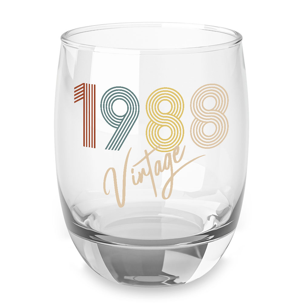 Vintage 1988 Birthday Whiskey Glass