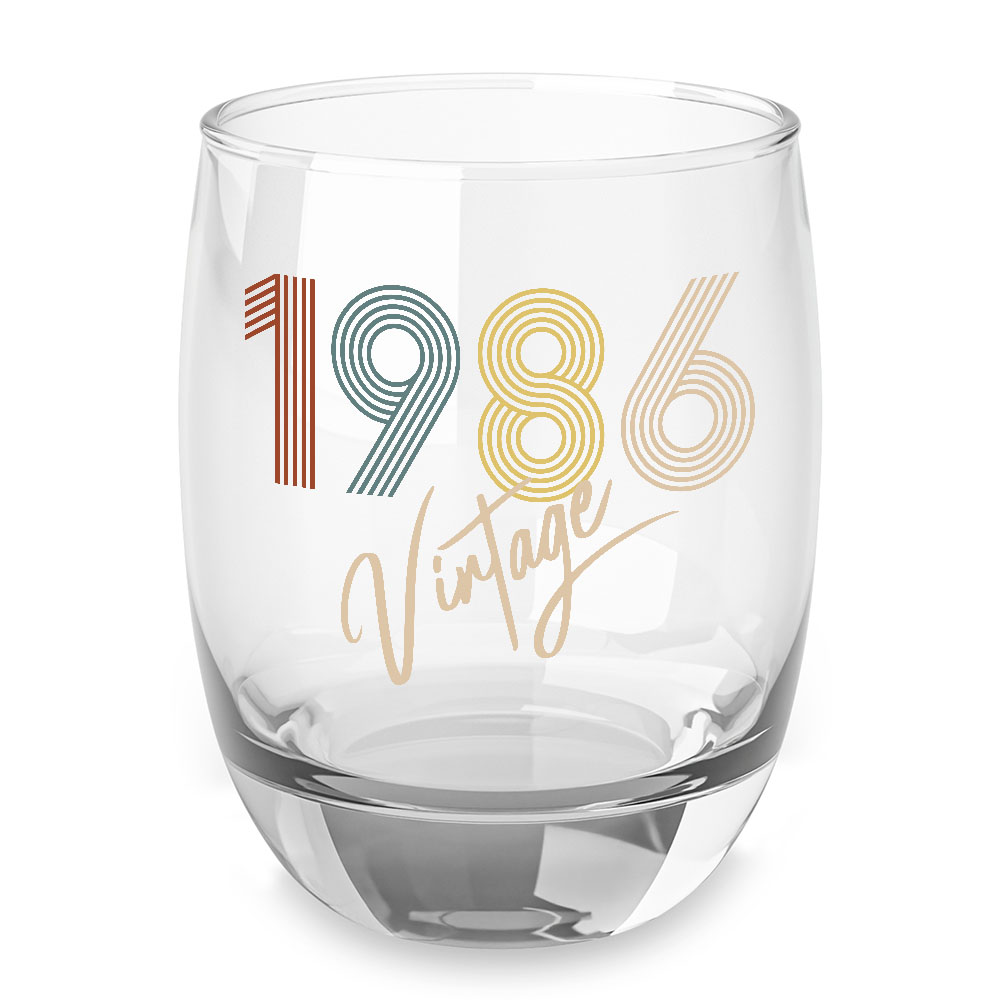 Vintage 1986 Birthday Whiskey Glass