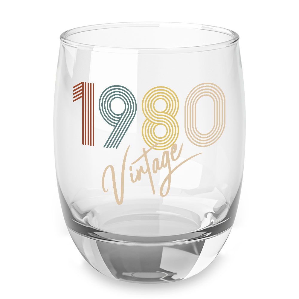 Vintage 1980 Birthday Whiskey Glass